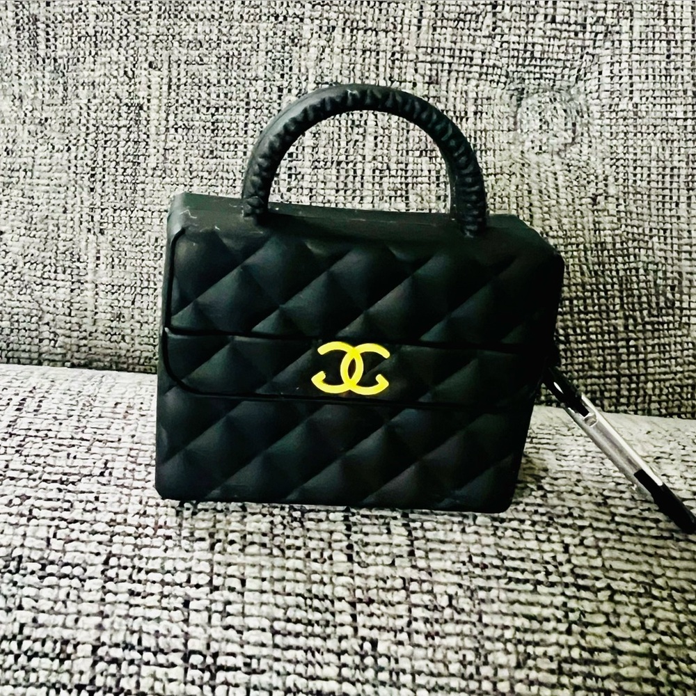 Black CC Mini AirPod Case with Clip